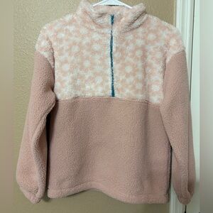 Kids Light Pink Half Zip Sherpa Sweater/Top, Size Large. NWOT